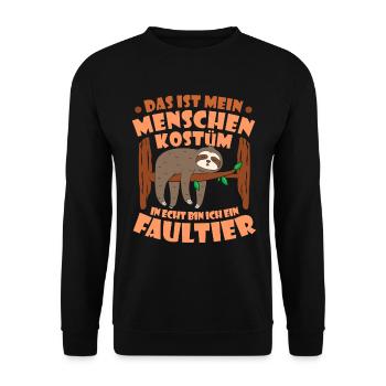 Menschen Kostüm Faultier Spruch Fasching Karneval - Unisex Pullover - Schwarz - Vorne - Alina (178cm) & Michal (187cm)