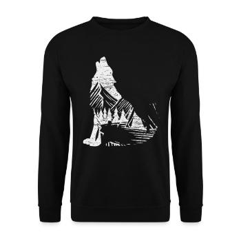 Wolf nature wilderness environment forest - Unisex Sweatshirt - black - Front - Alina (178cm) & Michal (187cm)