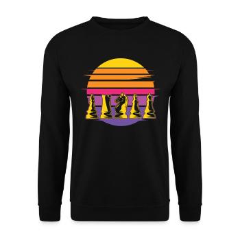Chess Chess Chessplayer Retro character - Unisex Sweatshirt - black - Front - Alina (178cm) & Michal (187cm)