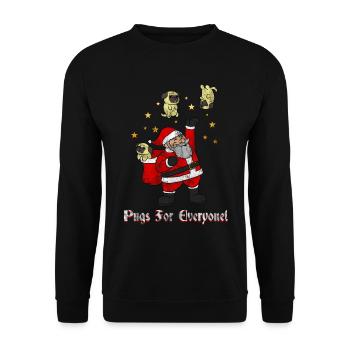 Pugs For Everyone Santa Claus Distributes Gift - Unisex Sweatshirt - black - Front - Alina (178cm) & Michal (187cm)