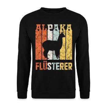 Alpaka Flüsterer Tier Geschenk - Unisex Pullover - Schwarz - Vorne - Alina (178cm) & Michal (187cm)