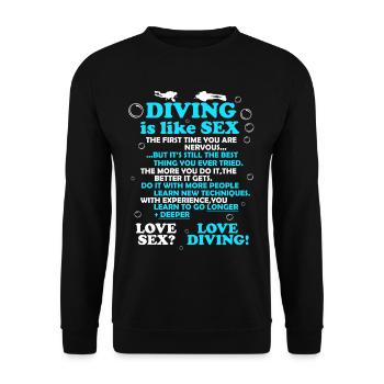 Tauchen Sex Diving Schnorcheln Liebe - Unisex Pullover - Schwarz - Vorne - Alina (178cm) & Michal (187cm)