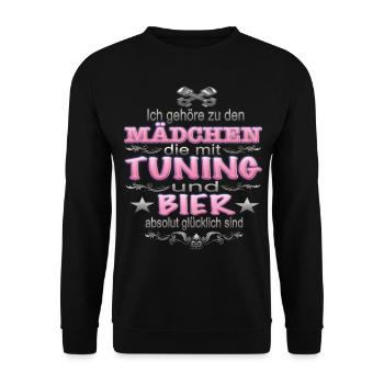Mädchen Tuning Autotuning Motorsport Tuning Spruch - Unisex Pullover - Schwarz - Vorne - Alina (178cm) & Michal (187cm)