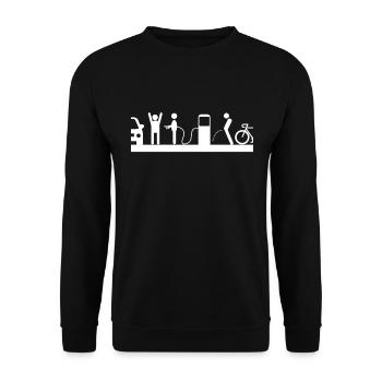 Drôle de vélo voiture stations-service design cadeau - Sweat-shirt Unisexe - noir - Devant - Alina (178cm) & Michal (187cm)