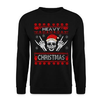Rocker Weihnachten Totenkopf Metal - Unisex Pullover - Schwarz - Vorne - Alina (178cm) & Michal (187cm)
