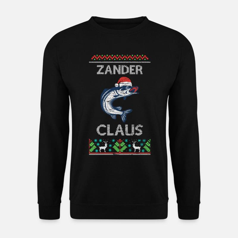 Ugly Christmas Fisch Angeln Zander - Unisex Pullover - Schwarz