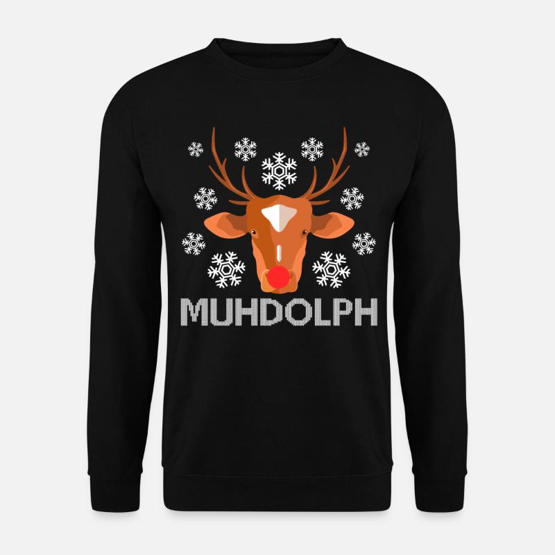 Ugly Christmas Kuh Rentier Weihnachtsmann - Unisex Pullover - Schwarz