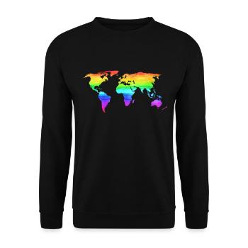 Couleurs arc-en-ciel Carte du monde Voyage Voyage - Sweat-shirt Unisexe - noir - Devant - Alina (178cm) & Michal (187cm)