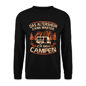 Camping Grandpa Caravan Womo Gift - Unisex Sweatshirt - black - Front - Alina (178cm) & Michal (187cm)