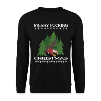 Merry Fucking Christmas Merry Christmas Xmas - Unisex Sweatshirt - black - Front - Alina (178cm) & Michal (187cm)