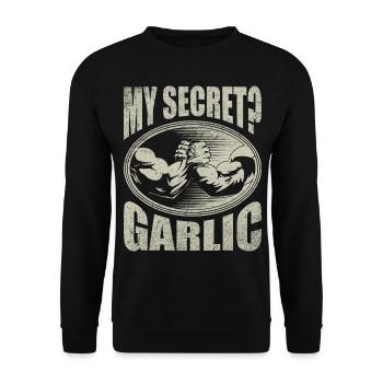 Mon secret? Bras de fer à l'ail - Sweat-shirt Unisexe - noir - Devant - Alina (178cm) & Michal (187cm)