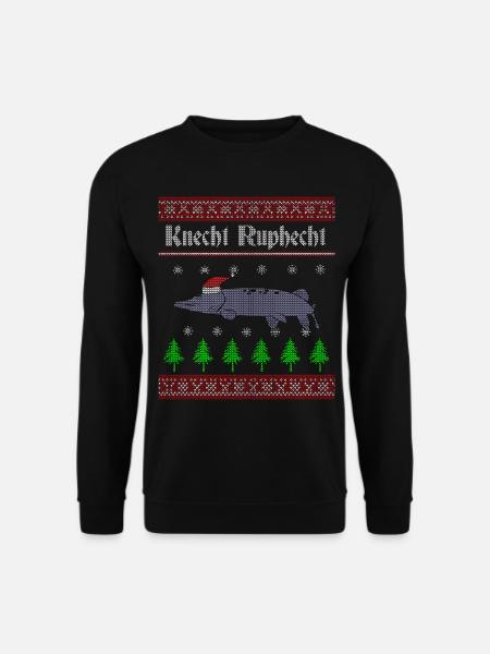 Knecht Ruphecht Ugly Christmas Angler Hecht - Unisex Pullover - Schwarz