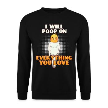 Nymphensittich Lustig Spruch Vogel - Unisex Pullover - Schwarz - Vorne - Alina (178cm) & Michal (187cm)