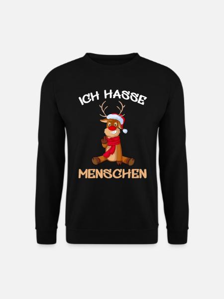 Rentier Weihnachten Ich Hasse Menschen - Unisex Pullover - Schwarz