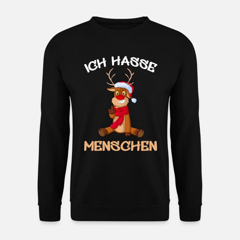 Rentier Weihnachten Ich Hasse Menschen - Unisex Pullover - Schwarz