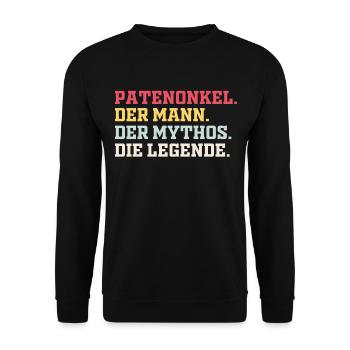 Patenonkel Taufpate Taufe Geschenk - Unisex Pullover - Schwarz - Vorne - Alina (178cm) & Michal (187cm)