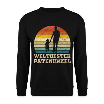 Weltbester Patenonkel Bruder Geschenk - Unisex Pullover - Schwarz - Vorne - Alina (178cm) & Michal (187cm)