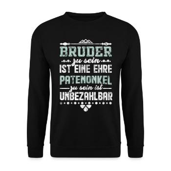 Patenonkel Bruder Taufe Geschenk - Unisex Pullover - Schwarz - Vorne - Alina (178cm) & Michal (187cm)