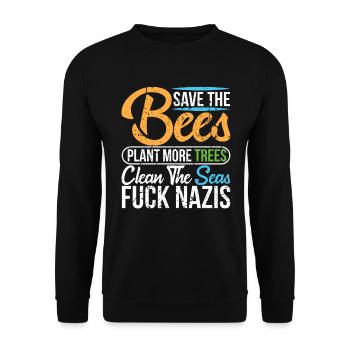 Fuck Nazis Left Politics Attitude politique - Sweat-shirt Unisexe - noir - Devant - Alina (178cm) & Michal (187cm)