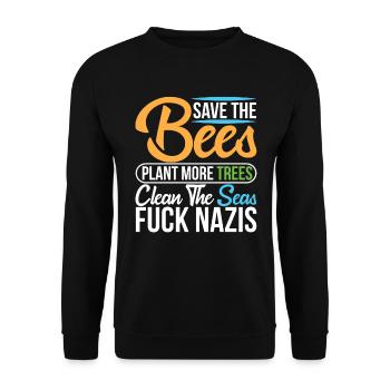Save The Bees Plant More Trees Clean The Seas - Unisex Sweatshirt - black - Front - Alina (178cm) & Michal (187cm)
