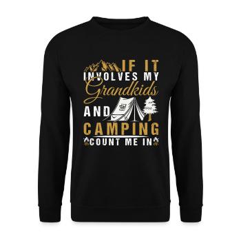 Grandpa Camper Grandkids Camping Spruch Opa - Unisex Pullover - Schwarz - Vorne - Alina (178cm) & Michal (187cm)