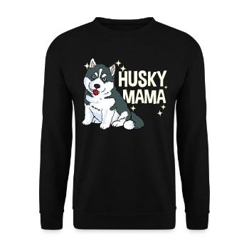 Husky Mama Hundebesitzerin Geschenk - Unisex Pullover - Schwarz - Vorne - Alina (178cm) & Michal (187cm)