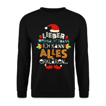 Lieber Weihnachtsmann Weihnachten Lustig - Unisex Pullover - Schwarz - Vorne - Alina (178cm) & Michal (187cm)