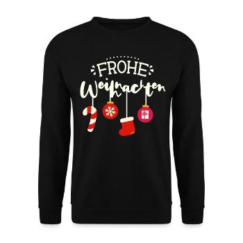Frohe Weihnachten Fröhliche Weihnachten - Unisex Pullover - Schwarz - Vorne - Alina (178cm) & Michal (187cm)