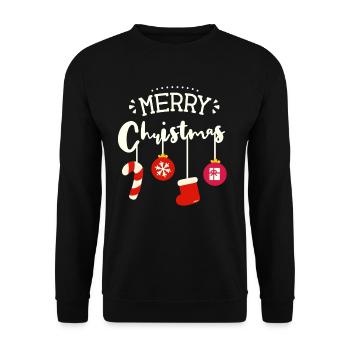 Merry Christmas Fröhliche Weihnachten - Unisex Pullover - Schwarz - Vorne - Alina (178cm) & Michal (187cm)