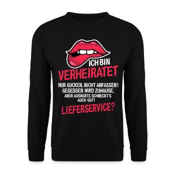 Ich bin verheiratet Lustige Geschenke Nur gucken - Unisex Pullover - Schwarz - Vorne - Alina (178cm) & Michal (187cm)