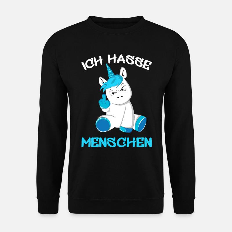 Ich hasse Menschen Einhorn Unicorn - Unisex Pullover - Schwarz