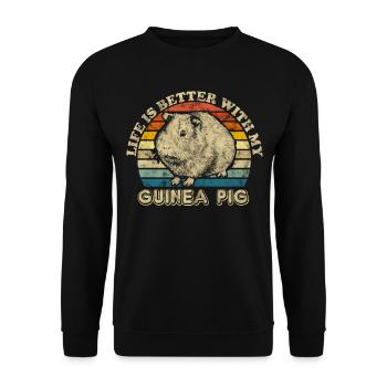 Meerschweinchen Guinea Nager Geschenkidee - Unisex Pullover - Schwarz - Vorne - Alina (178cm) & Michal (187cm)