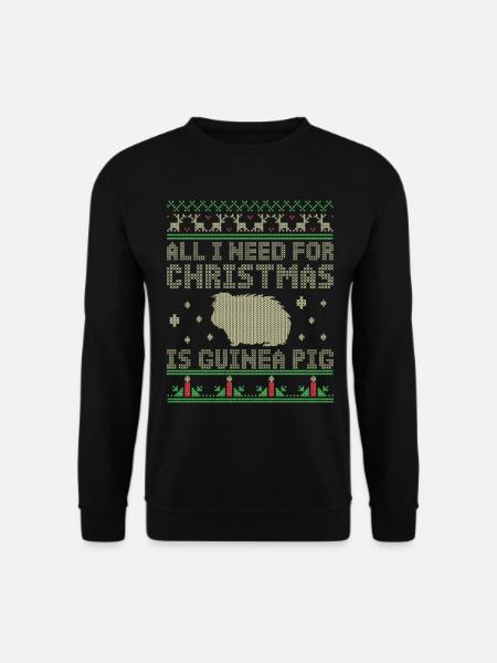Meerschweinchen Weihnachten Motiv Geschenk - Unisex Pullover - Schwarz