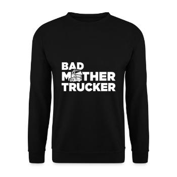 Truck Glücklich Lastwagen Fahrer Anhänger Ladung - Unisex Pullover - Schwarz - Vorne - Alina (178cm) & Michal (187cm)