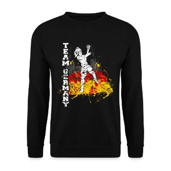 Handball Mädchen Trikot Deutschland - Unisex Pullover - Schwarz - Vorne - Alina (178cm) & Michal (187cm)