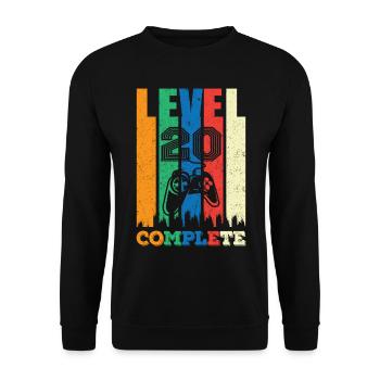 Level 20 Completely 20 years 20 years 20 years Gebur - Unisex Sweatshirt - black - Front - Alina (178cm) & Michal (187cm)