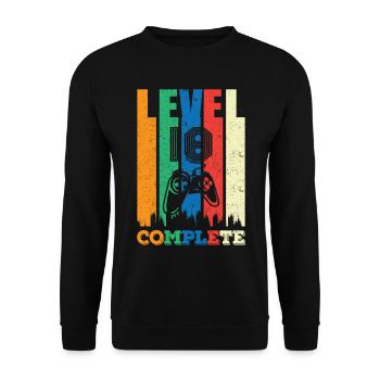 Level 18 Complete 18 years 18 years 18 birthday - Unisex Sweatshirt - black - Front - Alina (178cm) & Michal (187cm)
