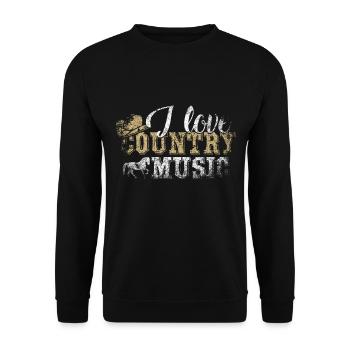 I Love Country Music Western Countrymusic Cowboy - Unisex Sweatshirt - black - Front - Alina (178cm) & Michal (187cm)