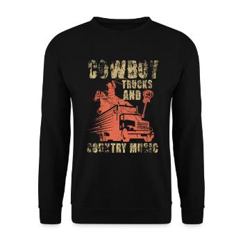 Cowboy Truck Country Music Western Vintage - Unisex Pullover - Schwarz - Vorne - Alina (178cm) & Michal (187cm)