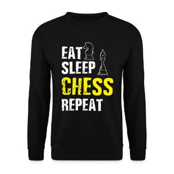Schach Schachspieler Geschenkidee - Unisex Pullover - Schwarz - Vorne - Alina (178cm) & Michal (187cm)