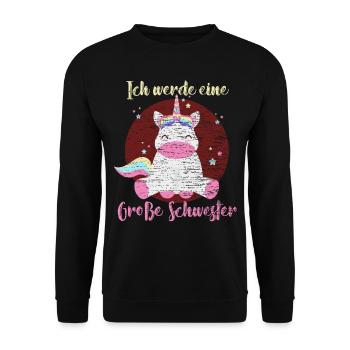 Ich werde eine große Schwester - Unisex Pullover - Schwarz - Vorne - Alina (178cm) & Michal (187cm)