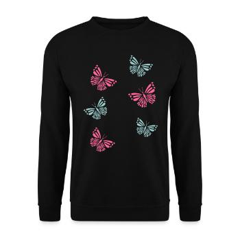 Butterflies Schmetterlinge - Unisex Pullover - Schwarz - Vorne - Alina (178cm) & Michal (187cm)