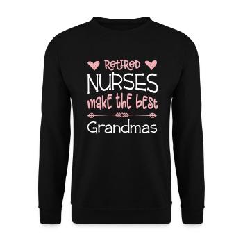 Nurse Retirement Best Grandmas Retired Gift - Unisex Sweatshirt - black - Front - Alina (178cm) & Michal (187cm)