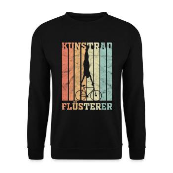 Kunstrad Sattelstand Radsport Geschenk - Unisex Pullover - Schwarz - Vorne - Alina (178cm) & Michal (187cm)
