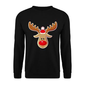 Funny reindeer Rudolf Christmas gift - Unisex Sweatshirt - black - Front - Alina (178cm) & Michal (187cm)