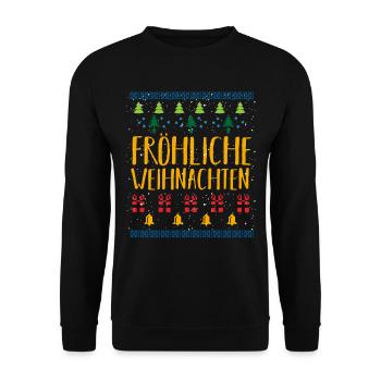 ugly christmas sweater nerdy Geschenk - Unisex Pullover - Schwarz - Vorne - Alina (178cm) & Michal (187cm)