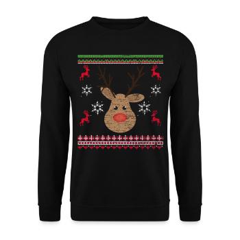 Reindeer Christmas Ugly Christmas - Unisex Sweatshirt - black - Front - Alina (178cm) & Michal (187cm)