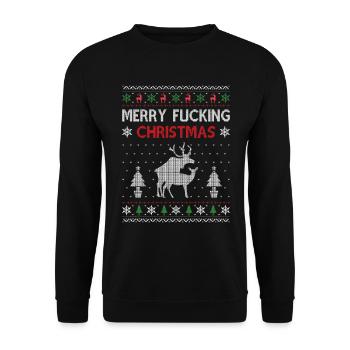 MERRY FUCKING CHRISTMAS Christmas gift vulgar - Unisex Sweatshirt - black - Front - Alina (178cm) & Michal (187cm)