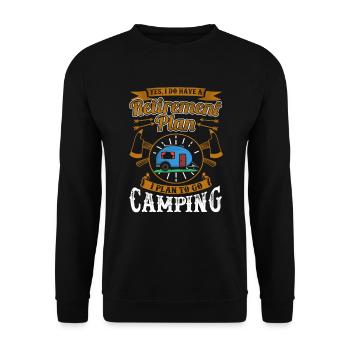 Retirement Funny Love Plan Camping RV Travel Gift - Unisex Sweatshirt - black - Front - Alina (178cm) & Michal (187cm)