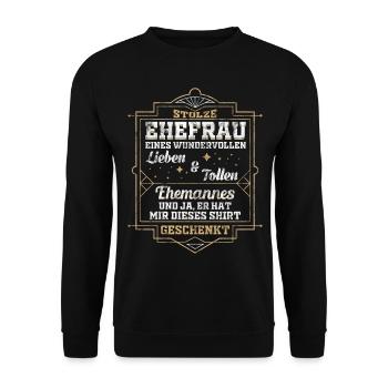 Ehefrau Liebe Partnerschaft Geschenk - Unisex Pullover - Schwarz - Vorne - Alina (178cm) & Michal (187cm)
